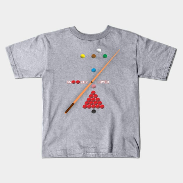 I Love Snooker design showing Snooker Balls arranged as on table. Kids T-Shirt by AJ techDesigns